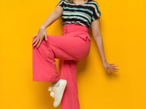 Calças Wide Leg. Foto calça cor de rosa