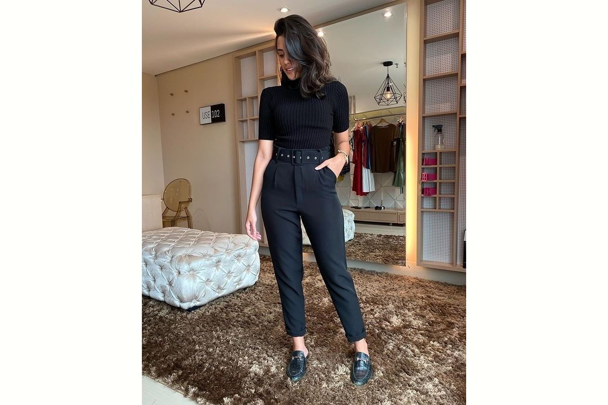 looks com mocassim para o trabalho - all black