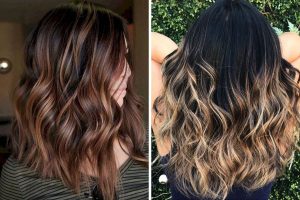 cabelo preto tingido com luzes