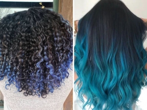 Cabelo azul nas pontas