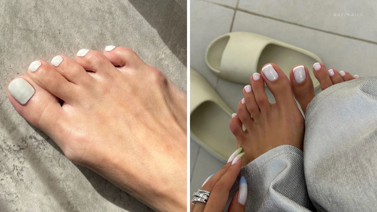 esmalte cor branco em pés