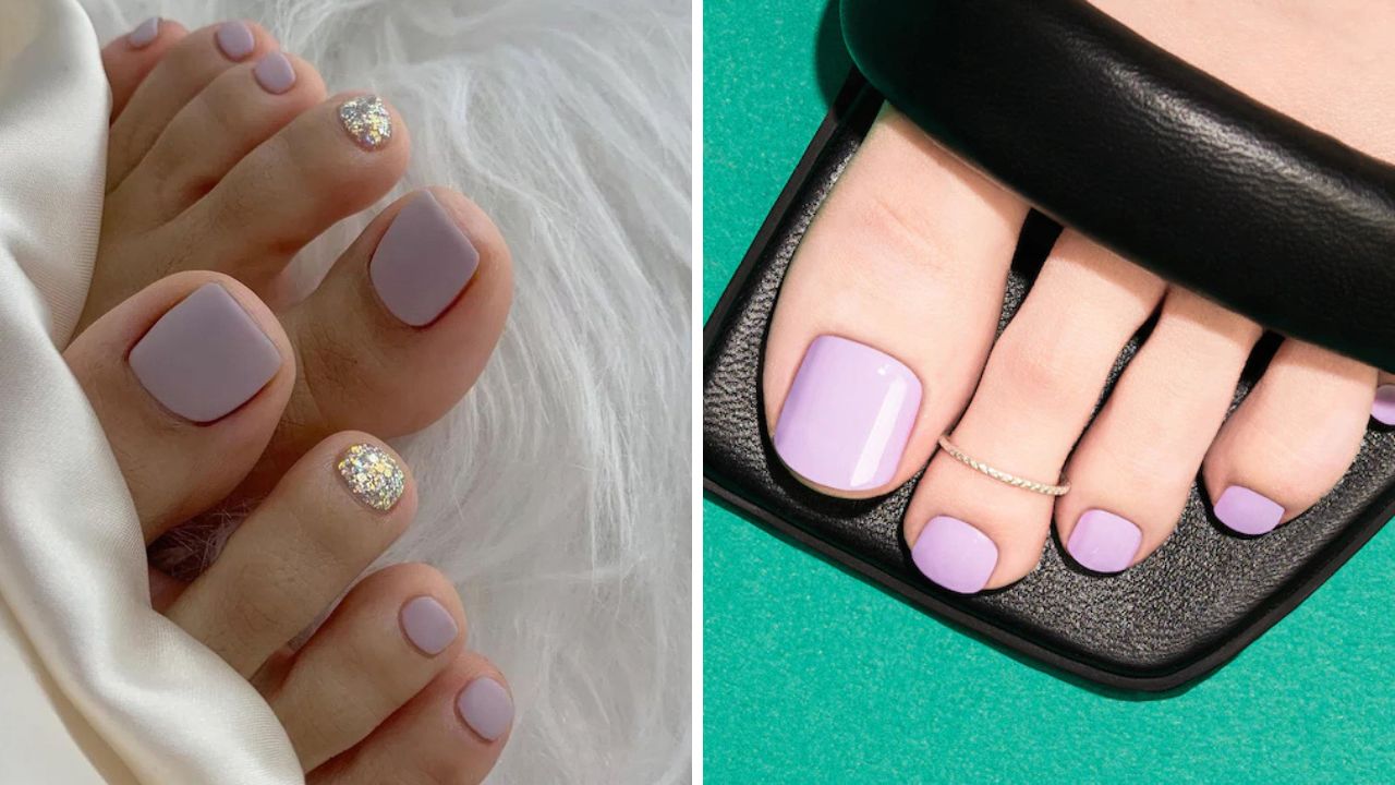 esmalte cor lavanda em pés