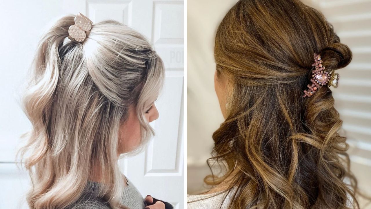 ideias de cabelo semipreso com acessório