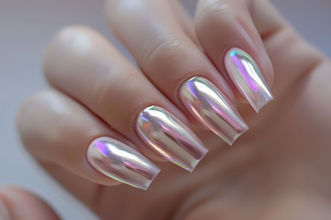 unhas bailarina cromadas