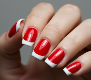 unhas vermelhas com francesinha