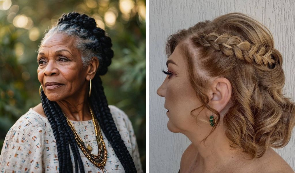 penteado semi preso com tranças para idosas