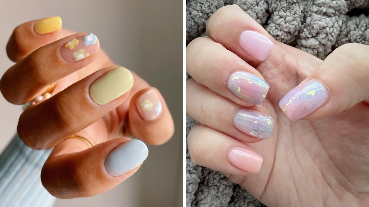 unhas em tons pastel delicados