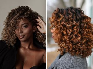 Mechas free hands em cabelos cacheados para mulheres 35+