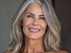 Cortes de cabelo médio grisalho para mulheres de 50 anos