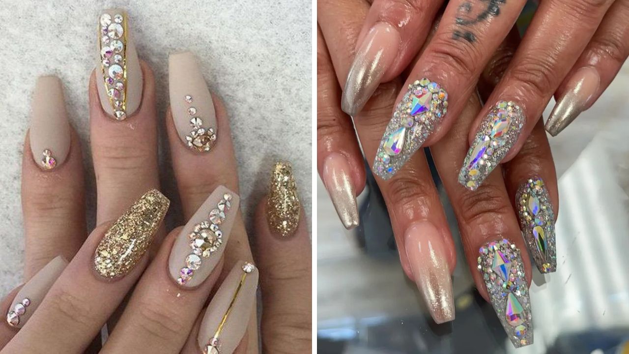 unhas decoradas com pedras tendência 2025