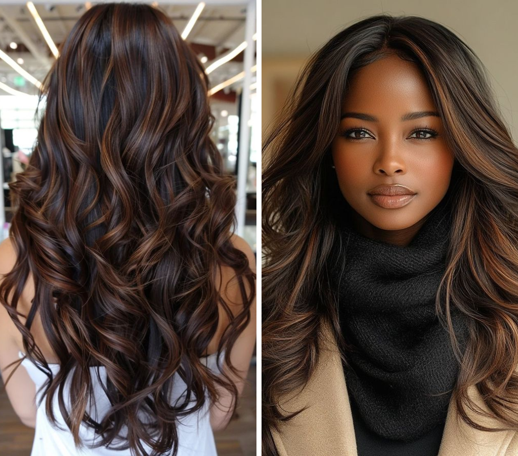 Balayage para morenas em tons chocolate e café