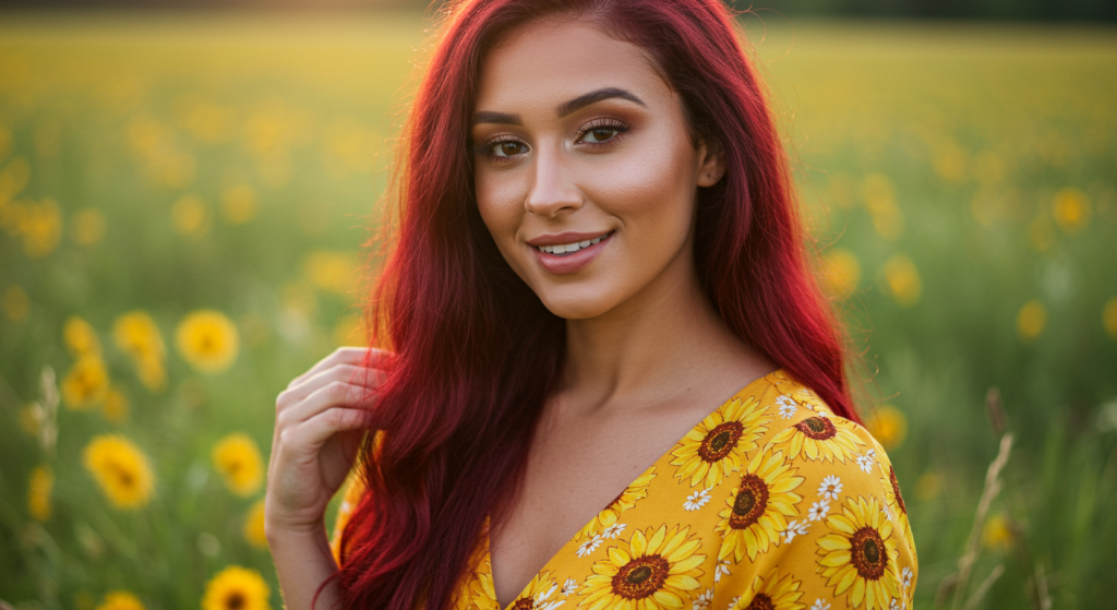 Tons de cabelo quentes vermelho cereja