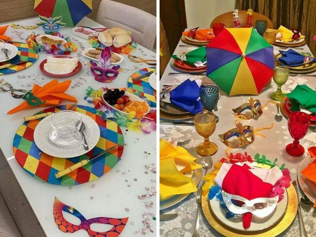 Decoração de Carnaval 2025 na mesa