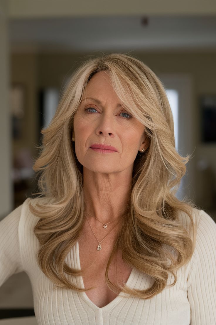 Cabelo loiro amanteigado para mulheres maduras