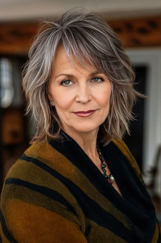 Corte Médio com Franja Cortininha - penteados mulheres maduras