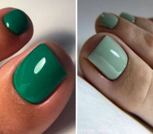 tons de verde unhas pés