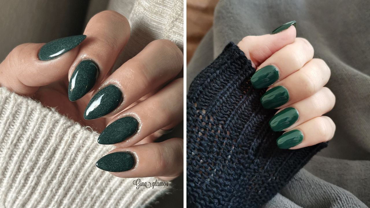 verde-floresta como tendência de unhas para outono