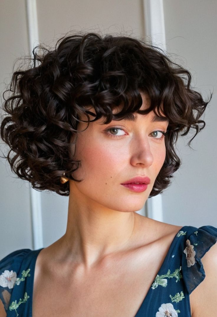 French bob cortes de cabelo cacheado curto