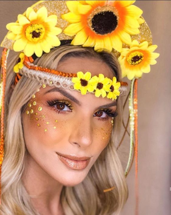 Acessórios de cabelo Festa Junina Tiara de girassóis