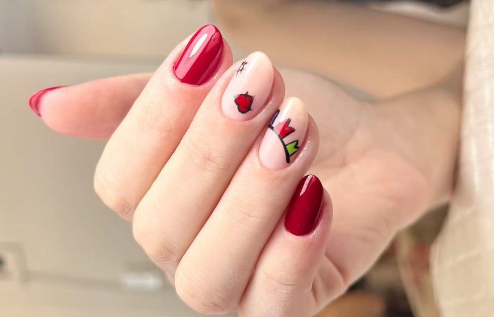Unhas decoradas de festa junina Vermelho