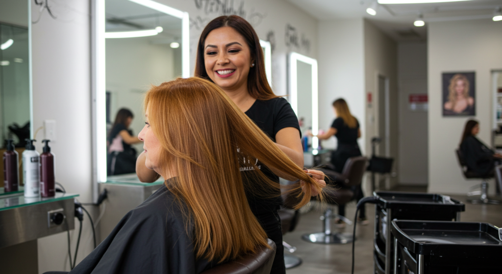 aplicação de lifting capilar no salão de beleza