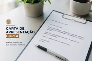 Carta de apresentação curta assinada em um escritório moderno