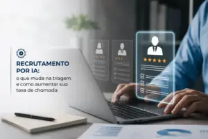 Interface de recrutamento digital por IA com avaliações em estrelas