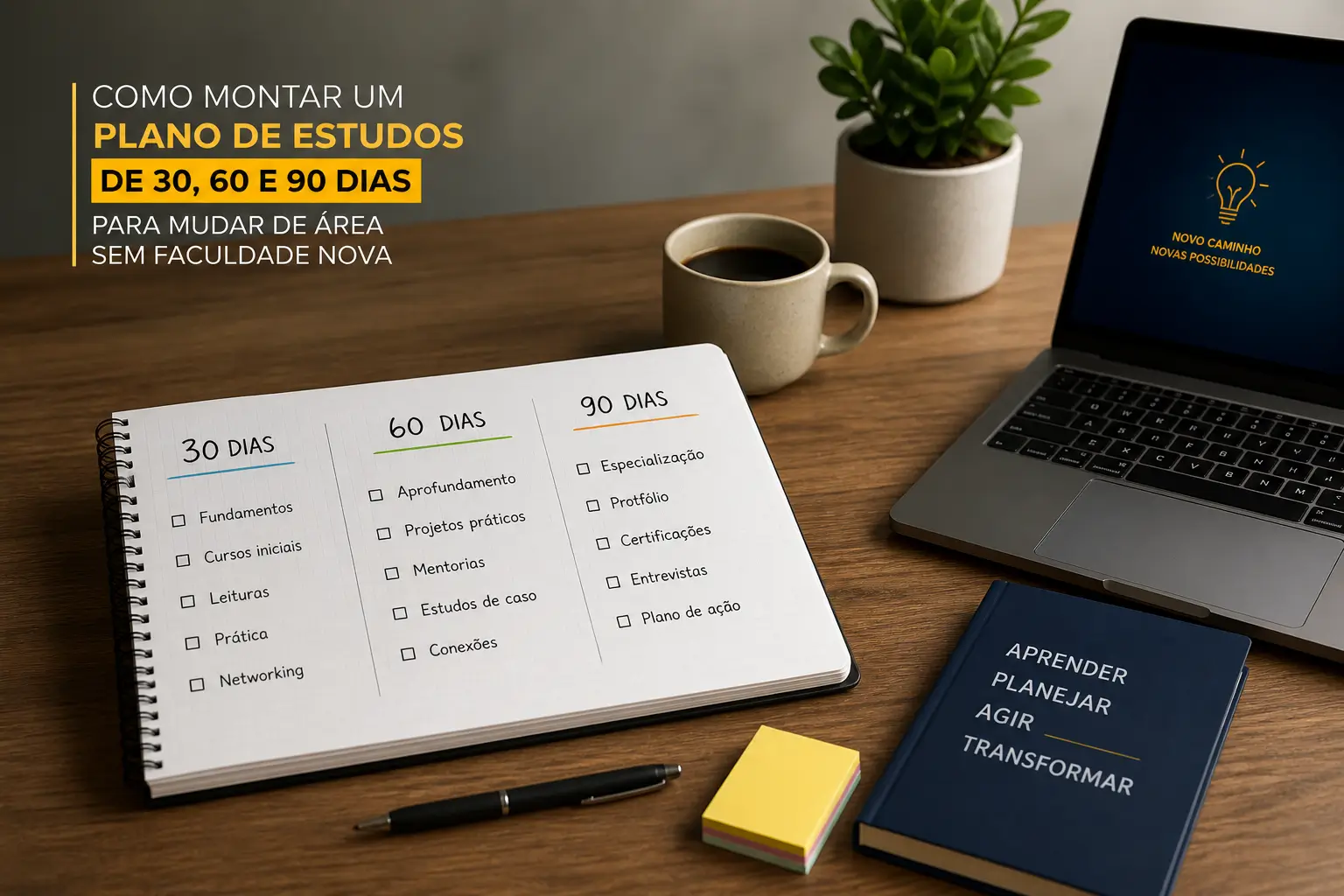 Mesa de trabalho organizada para educação financeira 2026